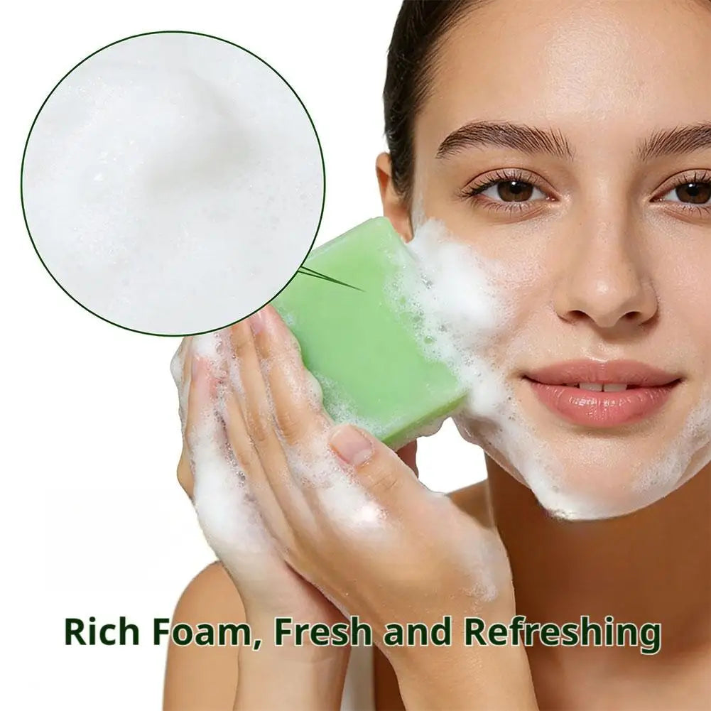 1/2/3/4/5/10PCS Traditional Herbal Cooling Soap Bar Mint Cucumber Extract Refreshing Scent Oil Control Deep Pore Cleansing Wash