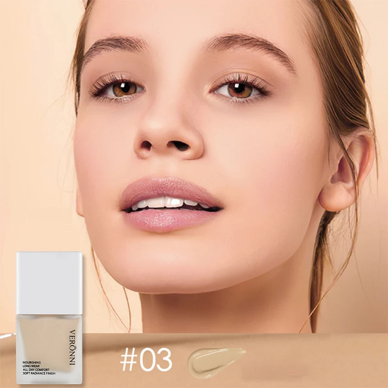 VERONNI Liquid Foundation Cream for Face 10ml High Coverage Makeup Base Sunscreen SPF30 Waterproof Concealer Makeup Foundation Halalzen
