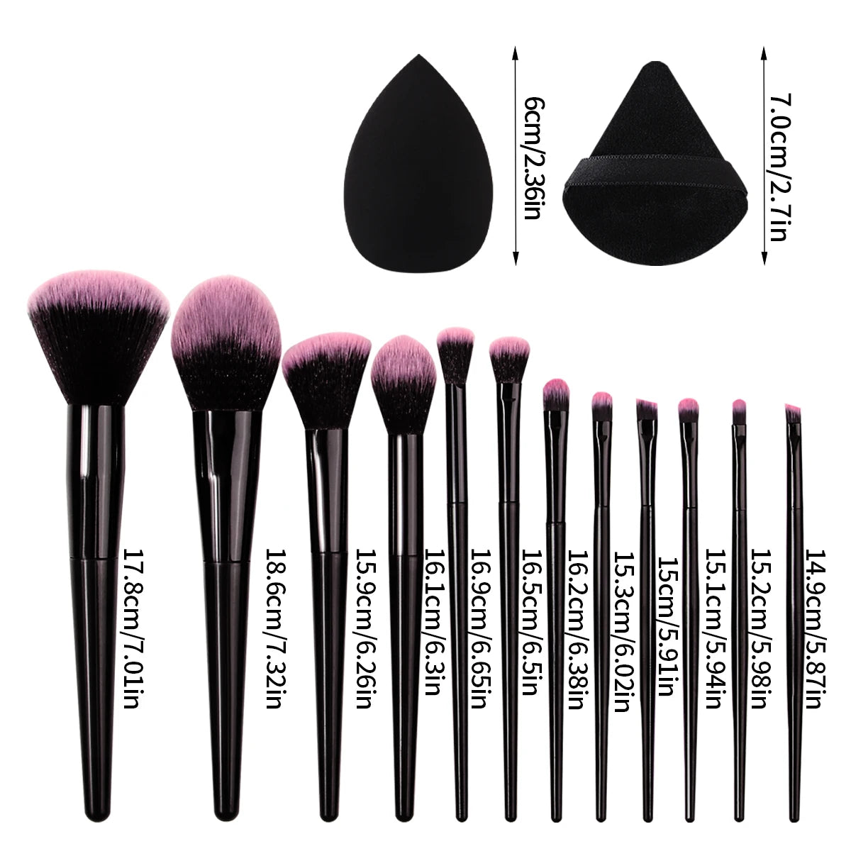 Hot-Selling 12/16PC Multi-Purpose Makeup Brush Set Featuring Ultra-Soft Makeup Powder Pads and Sponge Makeup Eggs with All Tools