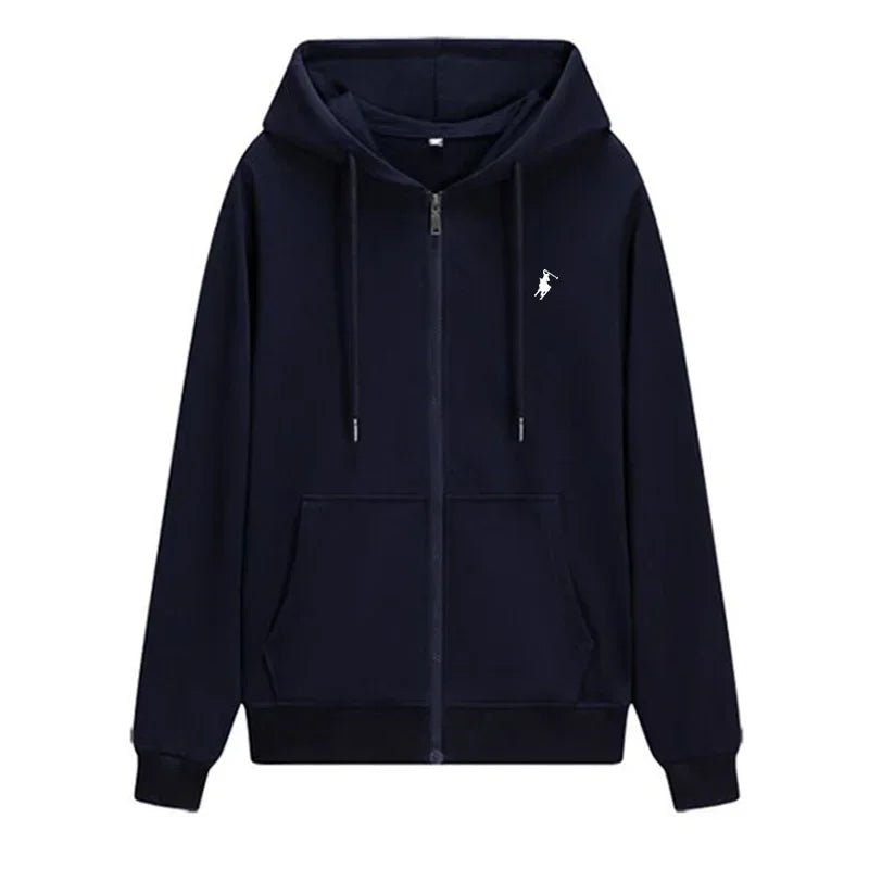 The new autumn and winter casual men's sportswear, fashionable outdoor jogging fitness zipper hoodie and warm sweatshirt