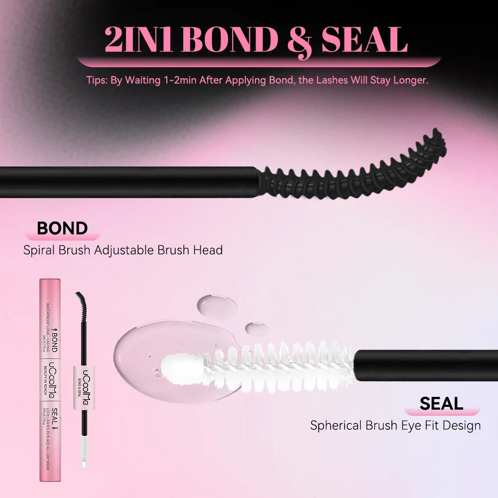 uCoolMe Upgrade Lash Bond and Seal Glue Remover Strong Hold 150 Hours Lashes Extension Waterproof and Long-lasting Makeup Tools