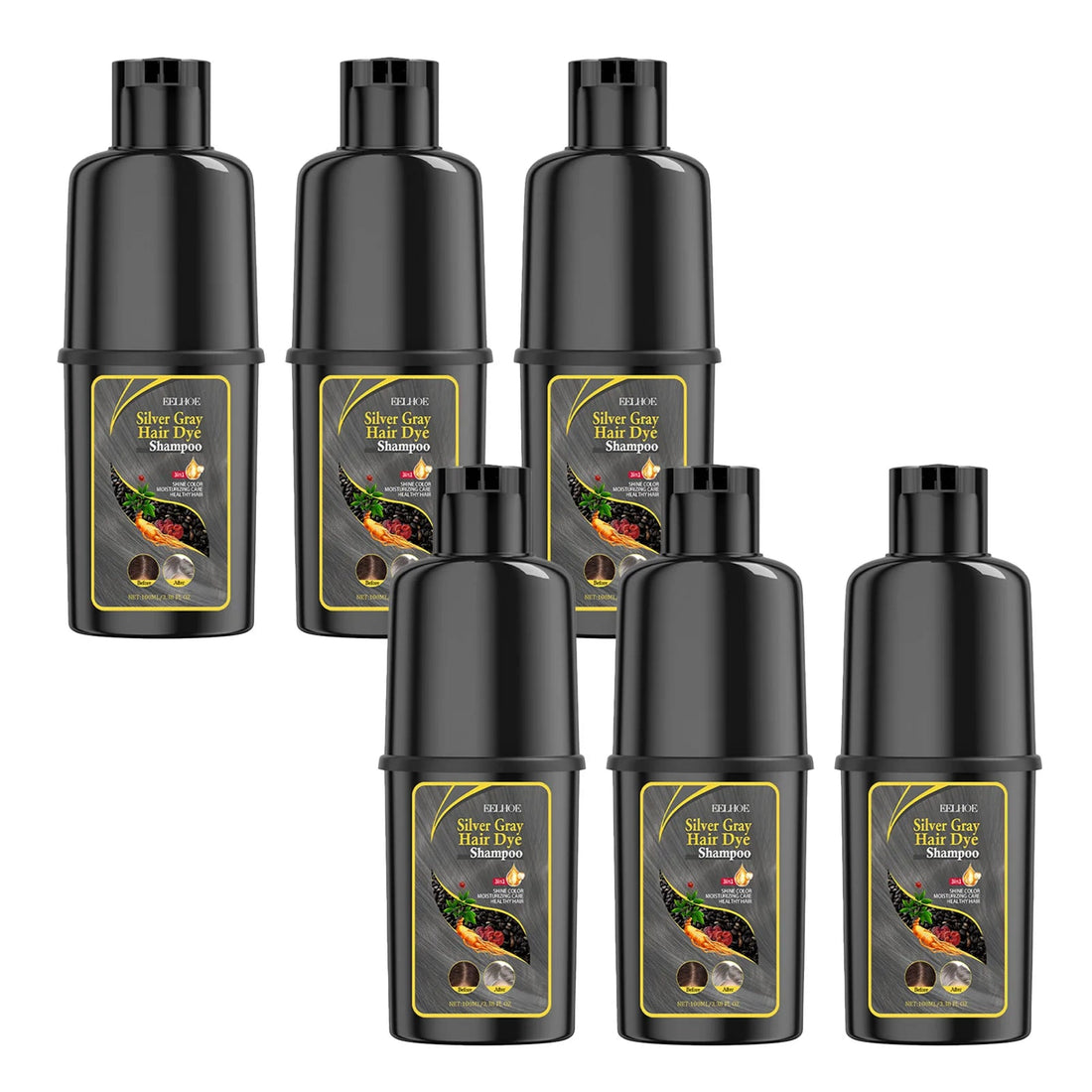 EELHOE 100ml Hair Dye Shampoo Silver Gray Quickly Dye Moisturize Make Hair Soft Shiny High-efficiency Dye Safe Gentle Hair Care HALALZEN
