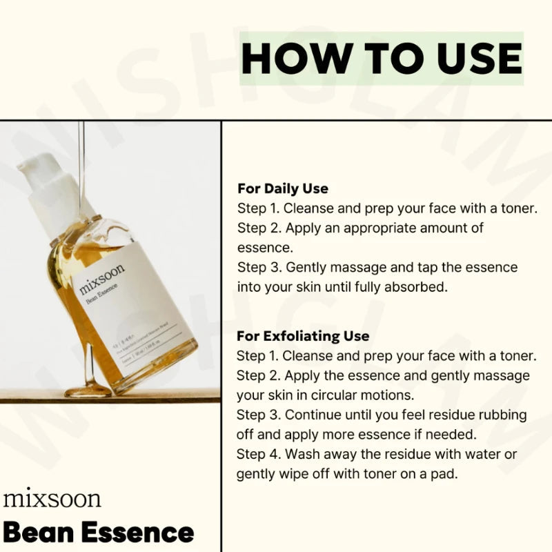 Korean Skin Care Mixsoon Glow Bean Essence,Hydrating Exfoliating Hyaluronic Acid Serum Facial Moisturizing Barrier Serum 50ml Halalzen