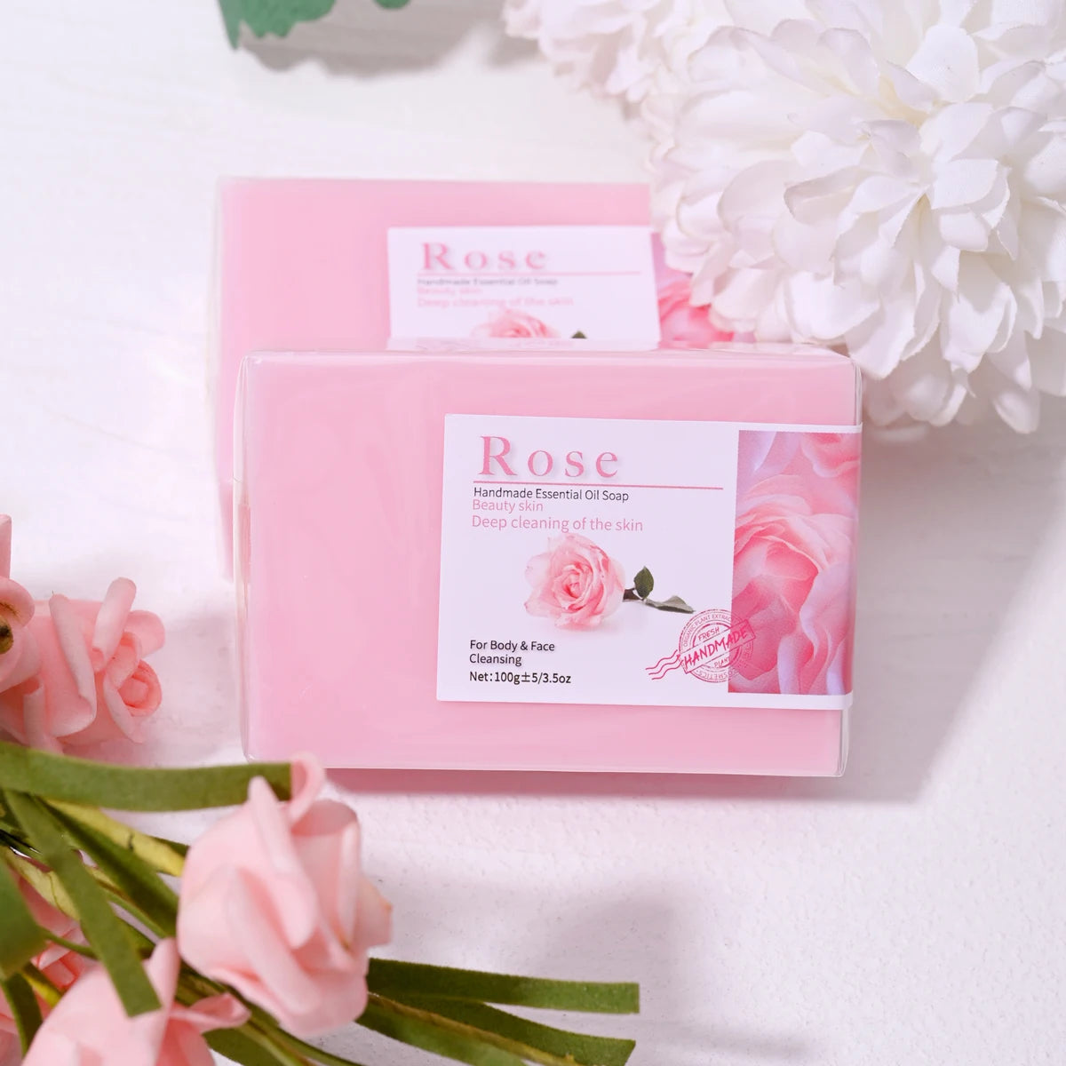 100g Hot Selling Products Rose Oil Handmade Glycerin Soap Bar Body Face Soap Deep Cleans Whitening Soap with Lavender Halalzen