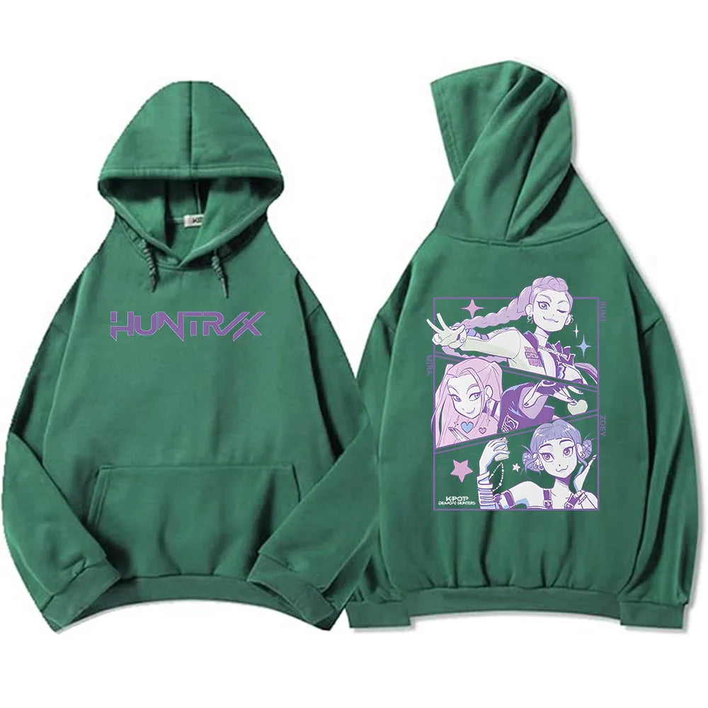 Men Women Hoodies KPop Demon Hunters Movie Graphic Sweatshirts Fleece Warm Hooded Pullovers 2025 Fashion Male Sudadera Print Top