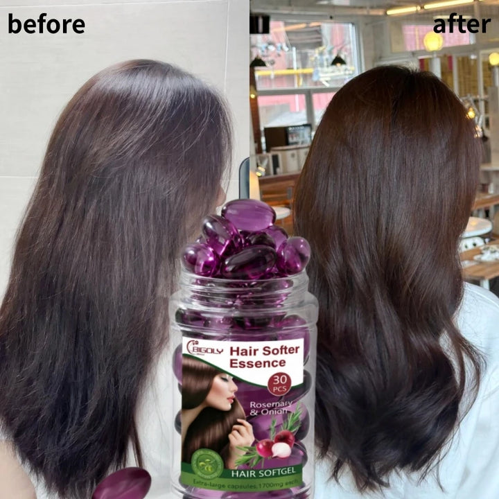 Lost Fragrance & Onion Hair Care Essential Oil, 30 Capsules/Bottle, Nourishes and Softens Hair Strands, Makes Rough and Dry Hair Stronger and More Shiny