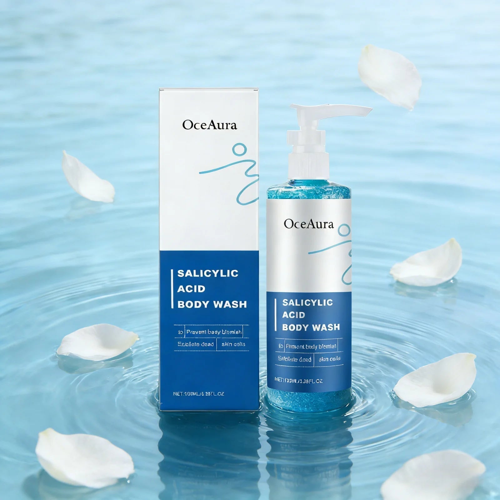 OceAura Salicylic Acid Shower Gel Professional Skin Cleaning Oil Control Smooth Body Blemish Remover Exfoliating Body Wash 100ml Halalzen