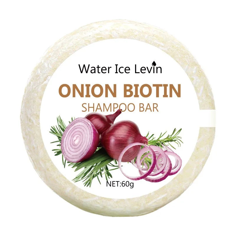 Onion and Biotin Shampoo Soap - 60g, Suitable for All Hair Types, Moisturizing and Smoothing, Rich in Rosemary Extract Halalzen