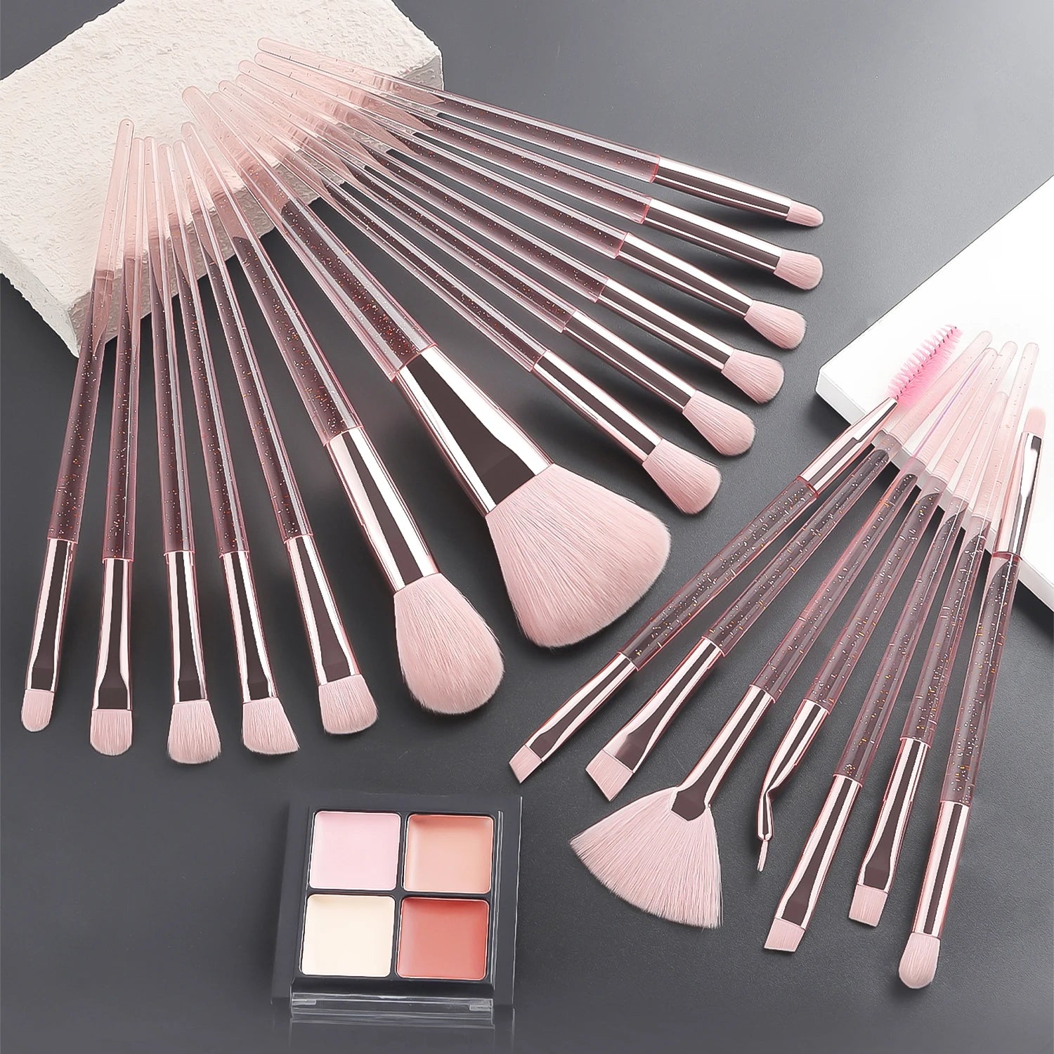 37PCS Makeup Tools Set, 20 Brushes + Sponges Puffs, Eyelash Curler, Cleaning Tool for Full Face