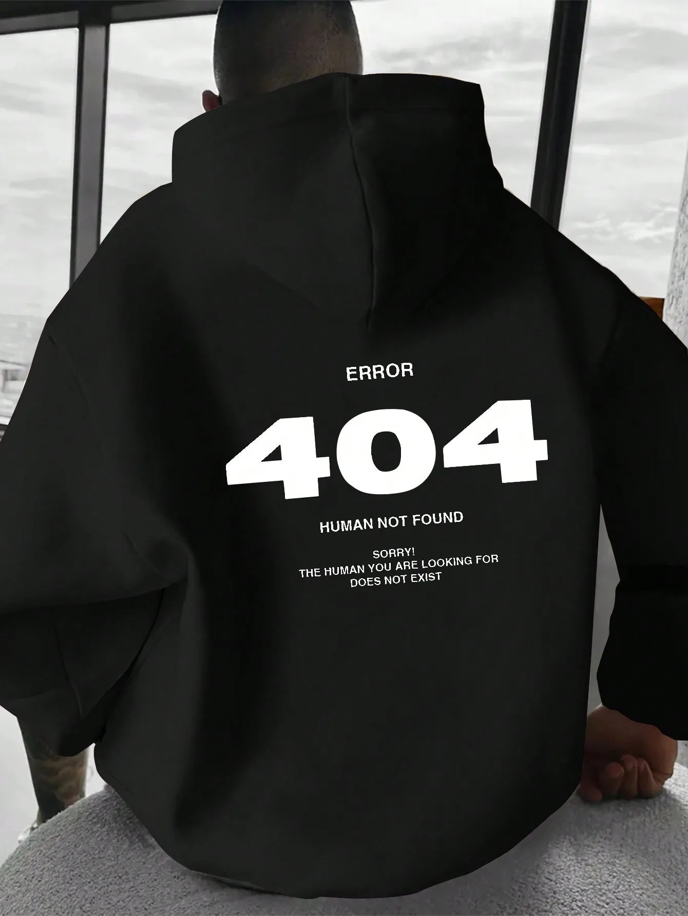 Men's Number Print Hoodie Sweatshirt For Casual Wear, Mens Hoodie, Streetwear Hoodie, Error 404 Human Not Found Hoodie