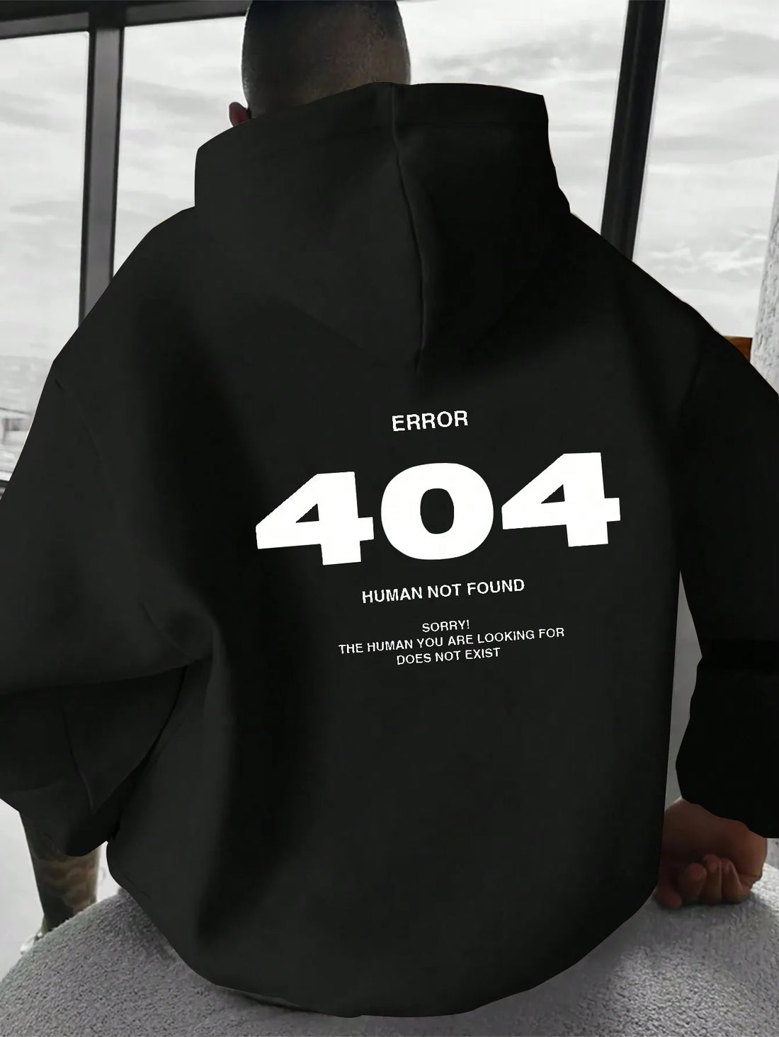 Men's Number Print Hoodie Sweatshirt For Casual Wear, Mens Hoodie, Streetwear Hoodie, Error 404 Human Not Found Hoodie