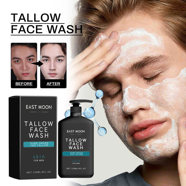 Men's Tallow Facial Cleanser Lotion Remove Acne Blackhead Prevent Clogged Pores Oil Controll Exfoliator Refreshing Facial Cleani Halalzen