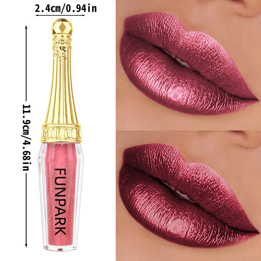 10 Colors Metallic Lip Gloss Long Lasting Liquid Lipstick Pearl Glitter High Pigment Lip Tint Korean Makeup Gifts Lip Oil Cosmet