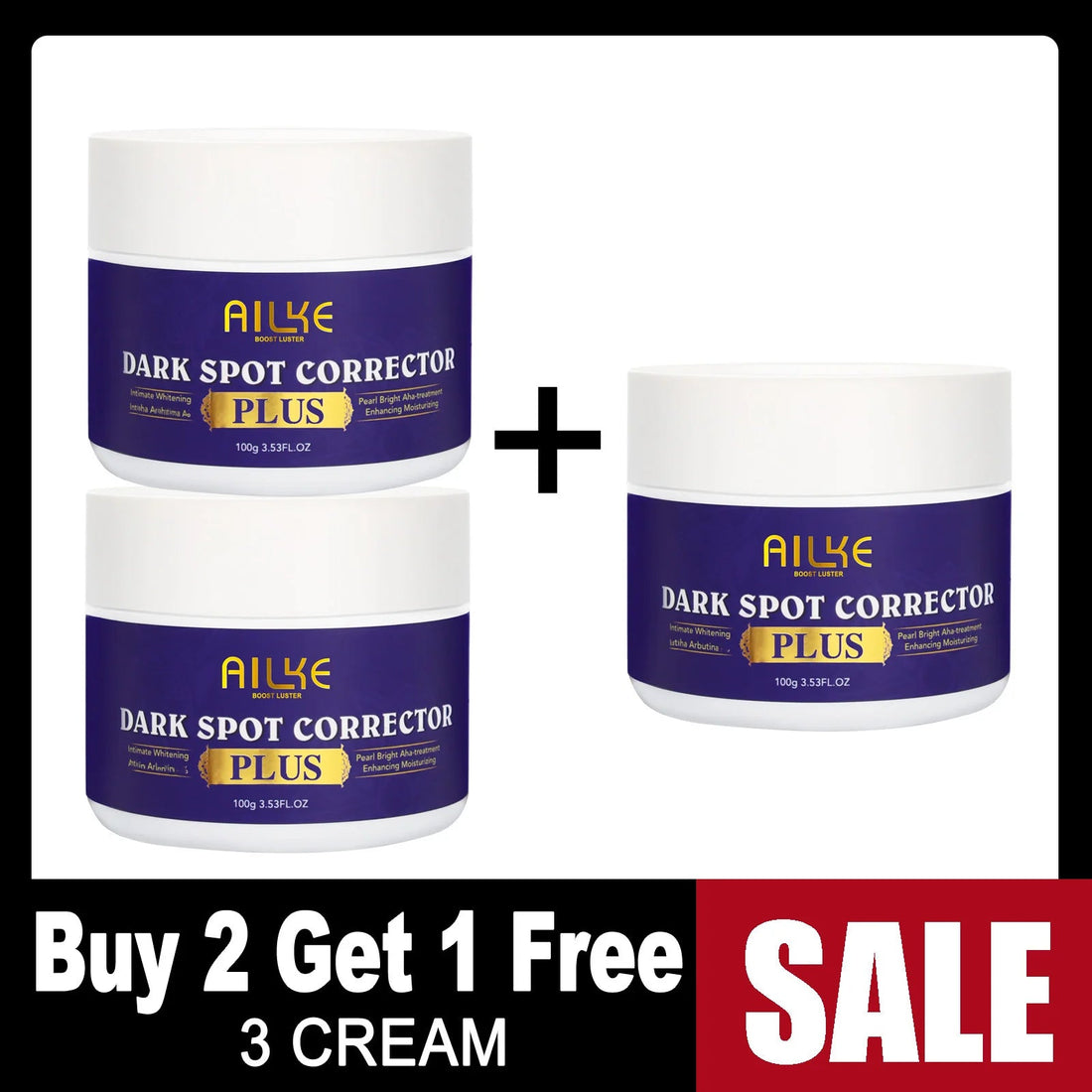 AILKE Glutathione PLUS Whitening Skin Care Set, Moisturizing, Even Skin Tone, Improve Dark, Black Skin, Reduce Spots, Freckle Halalzen