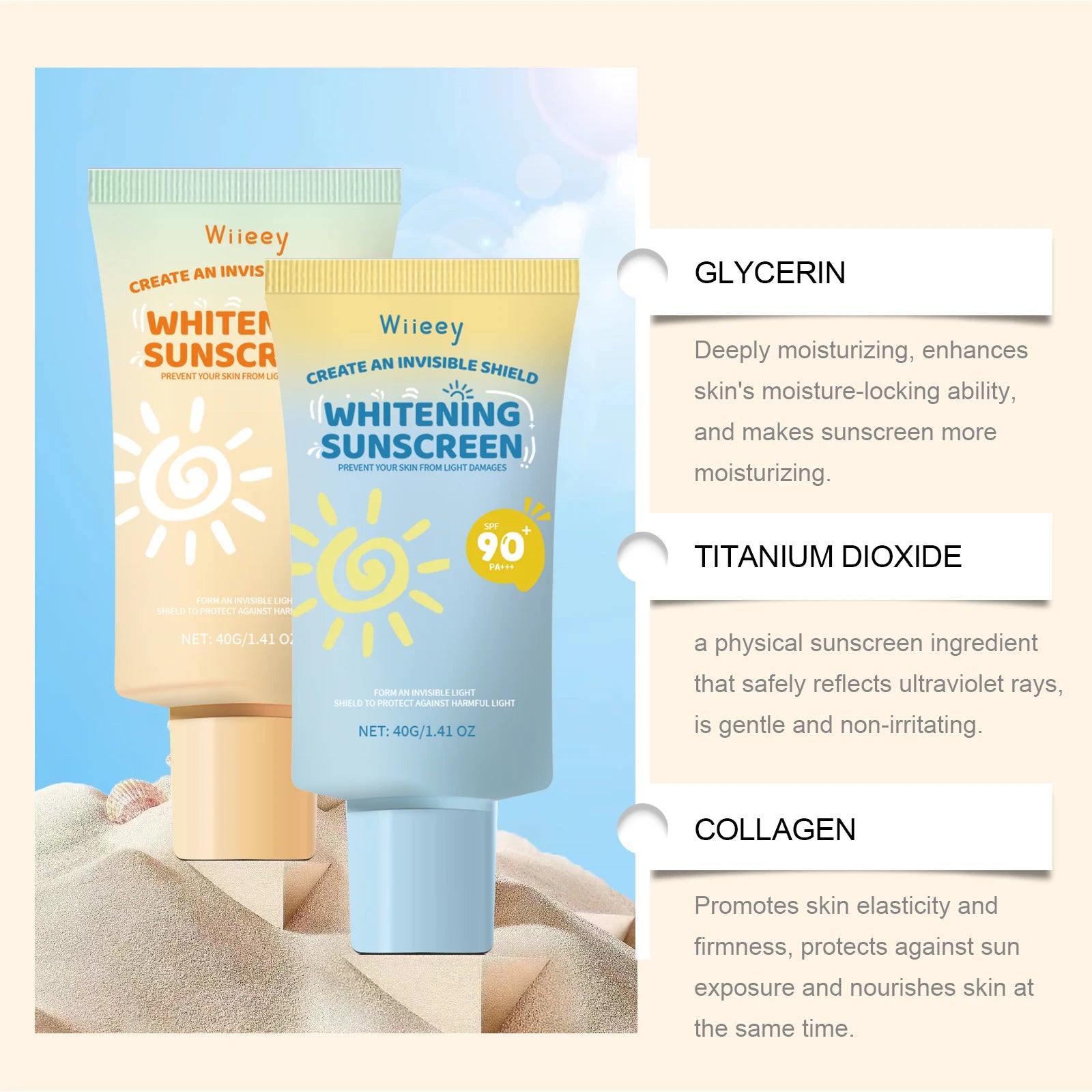 Kids Sunscreen Body Lotion Spf 50 Lightweight Non-greasy Refreshing Face Hydrating Brighten Broad Spectrum Moisturizing Sunblock Halalzen
