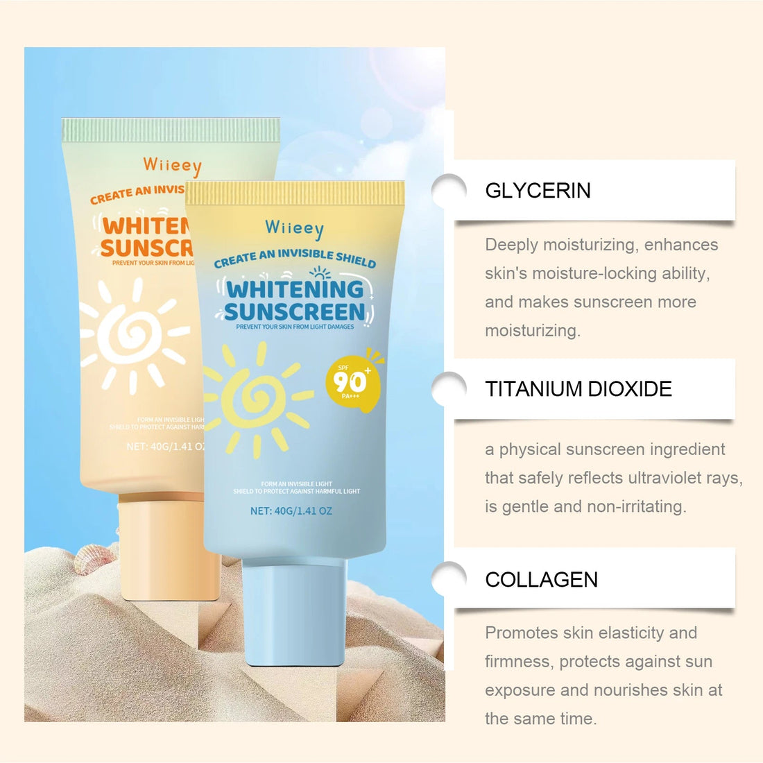 Kids Sunscreen Body Lotion Spf 50 Lightweight Non-greasy Refreshing Face Hydrating Brighten Broad Spectrum Moisturizing Sunblock Halalzen