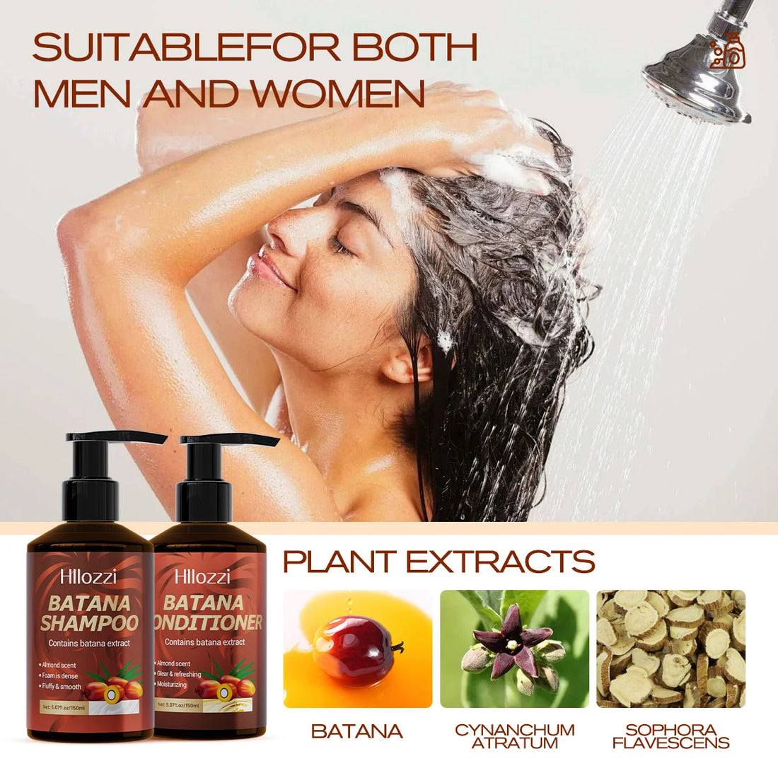 Batana Shampoo and Conditioner, thick foam, fresh fragrance, super cleaning power, smooth and moisturizing. Halalzen