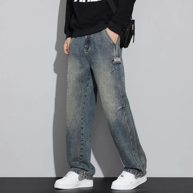 N Jeans Men 2025 New Fall and Winter Retro Fashion Brand Wash Loose Straight-leg Long Pants Men