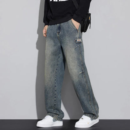 N Jeans Men 2025 New Fall and Winter Retro Fashion Brand Wash Loose Straight-leg Long Pants Men