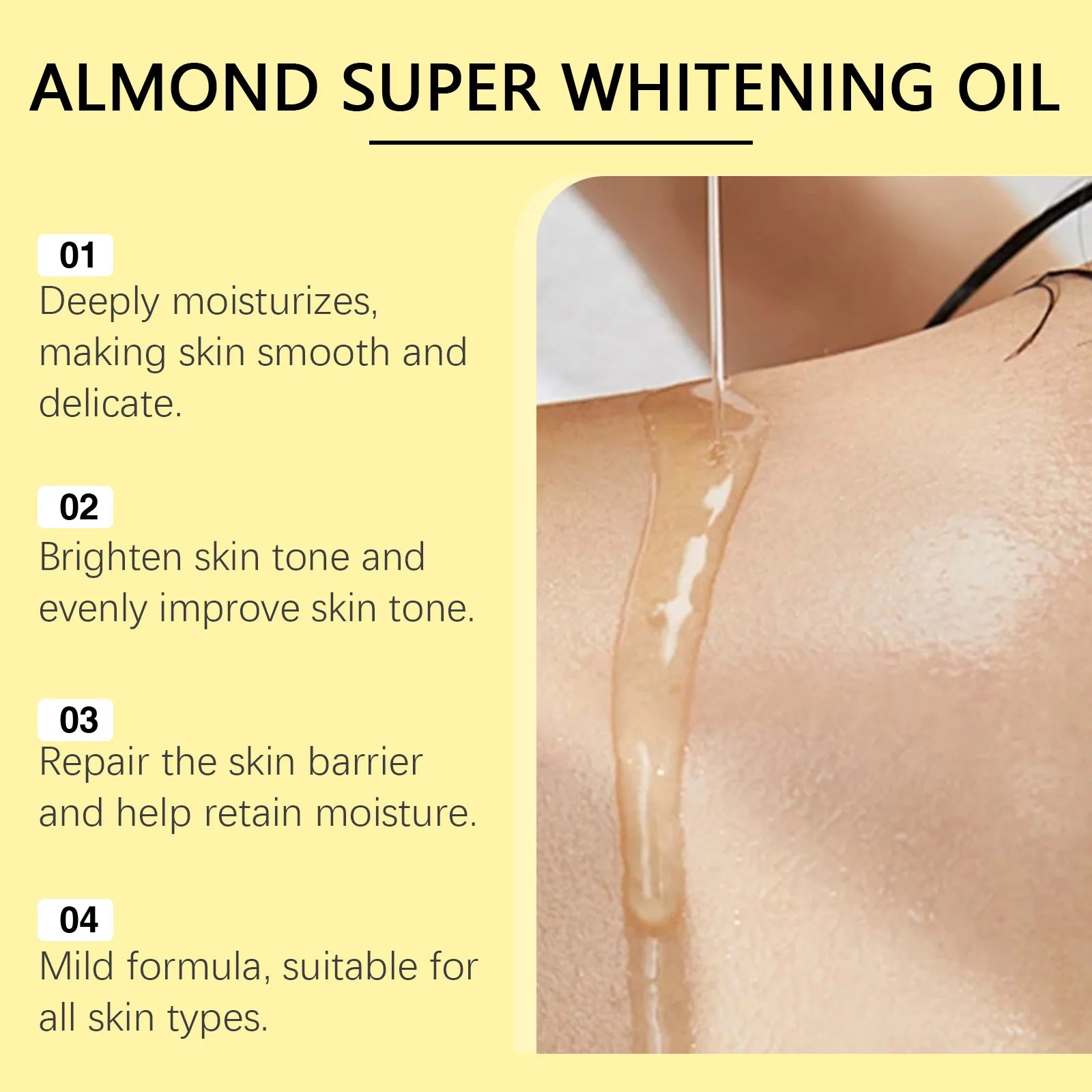 Sweet Almond Body Brightening Oil Brightening Deep Care Skin Softening&Firming Daily Moisturizing And Moisturizing Skin Body Oil