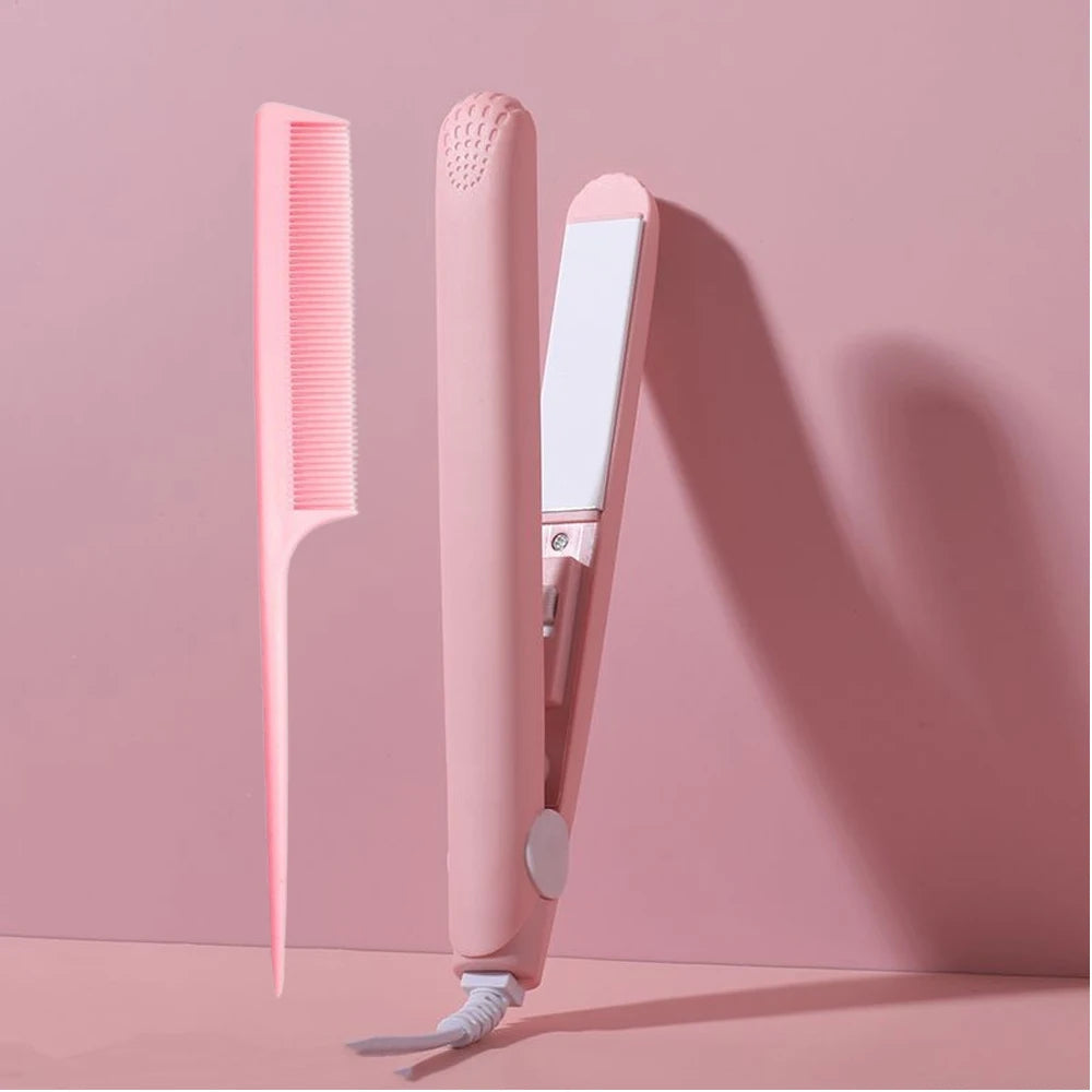 Pink Ceramic Flat Iron Hair Straightener For Smooth Finish Ceramic Floating Plates Quick Heat Up Pro Salon Curler Hair Wand Halalzen