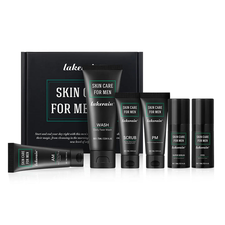 6pcs Essential Men Skin Care Set Daily Routine Face Wash Facial Scrub SPF Moisturizer Night Cream Hydrating Repair Facial Kit Christmas Valentine Gift For Men
