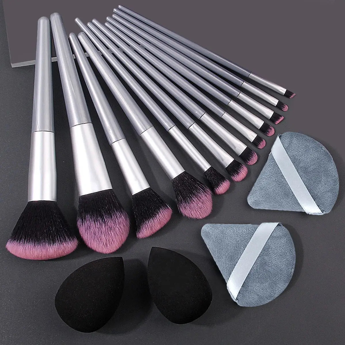 Hot-Selling 12/16PC Multi-Purpose Makeup Brush Set Featuring Ultra-Soft Makeup Powder Pads and Sponge Makeup Eggs with All Tools
