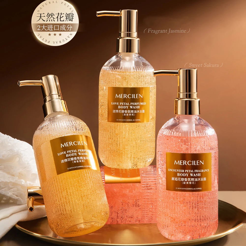 Cherry Blossom Jasmine Petal Essential Oil Shower Gel Deep Cleansing Long lasting Fragrance Moisturizing Aromatic Body Bath Halalzen