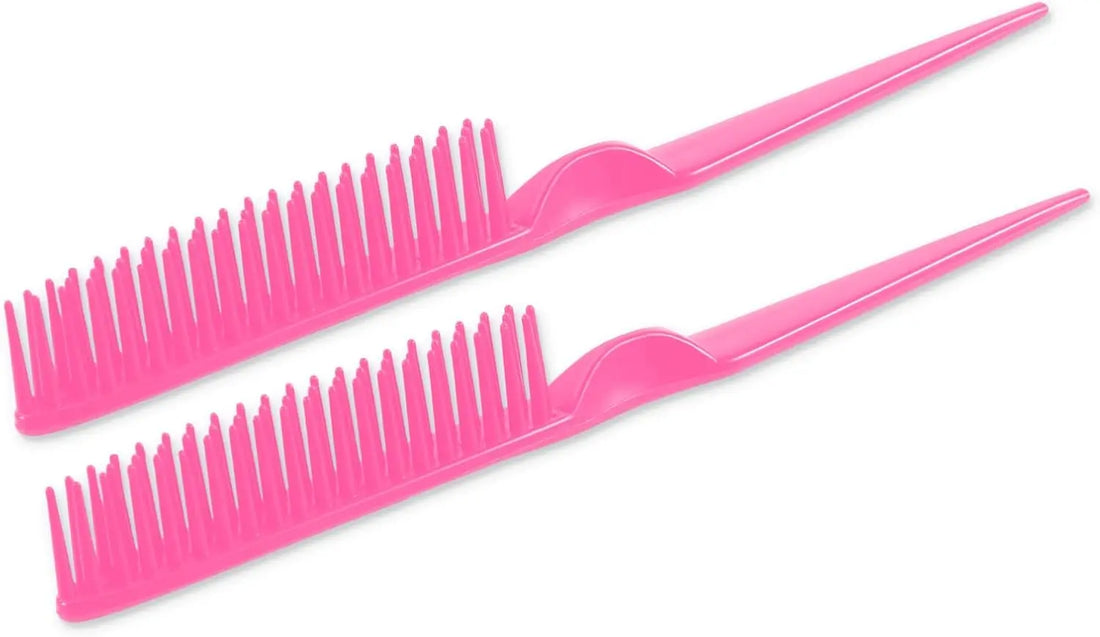 3 Row Hair Comb for Natural Detangling Hair Styling Brush Nylon Bristle Unbraider Teasing Comb Rat Tail for Women Men Black PD