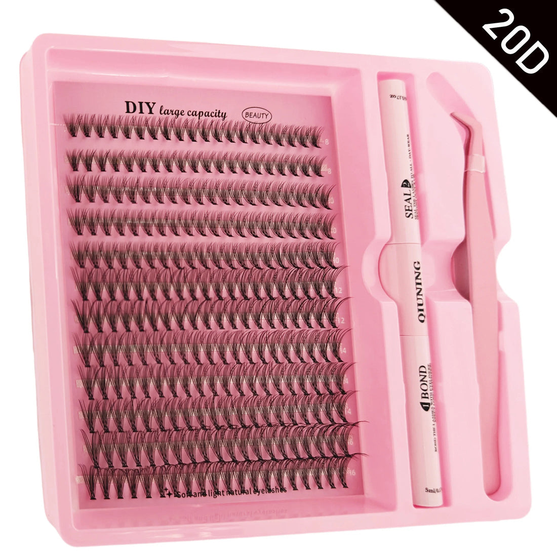 QIUNING Eyelash Clusters Kit Fluffy Individual Lashes Lash Bond and Seal and Remover Faux Mink Lashes Eyelash Extension DIY Halalzen
