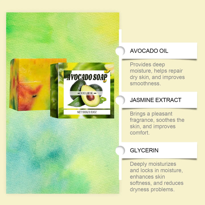 Avocado Soap Oil Control Remove Dirt Clean Skin Lightening Products Deep Moisturizing Body Wash Handmade Natural Soap Bars 100g Halalzen