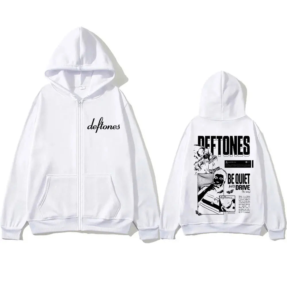 Rock Band Deftones Around The Fur Be Quiet and Drive Print Zipper Hoodie Men Alternative Metal Coat Male Vintage Zip Up Jacket