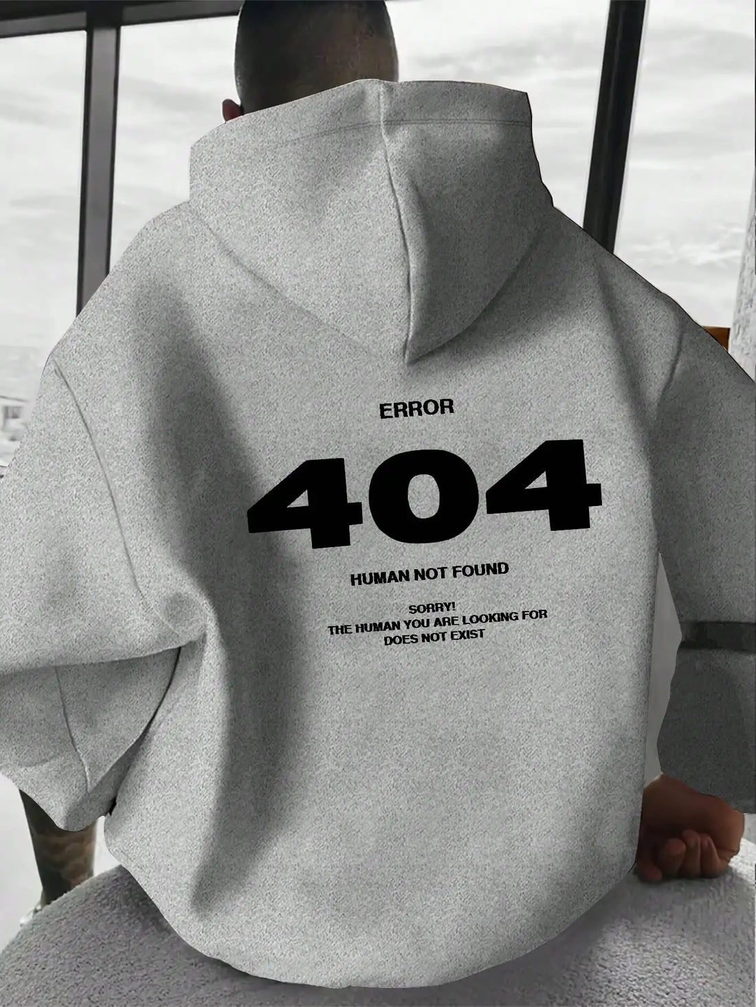 Men's Number Print Hoodie Sweatshirt For Casual Wear, Mens Hoodie, Streetwear Hoodie, Error 404 Human Not Found Hoodie