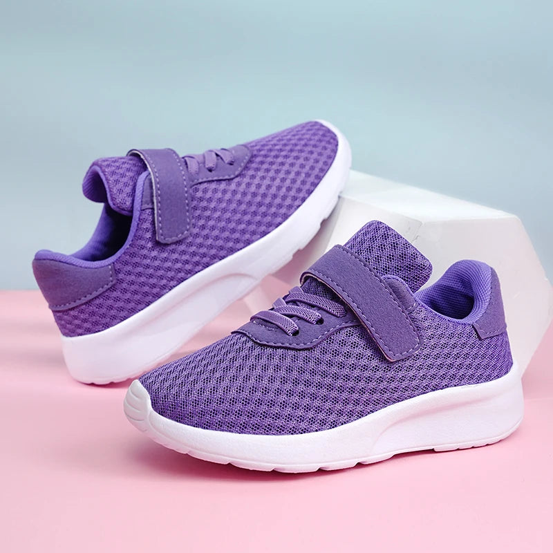 Children's shoes, girls' running and sports shoes, big children's and girls' breathable mesh surface, student shoes, soft soles,