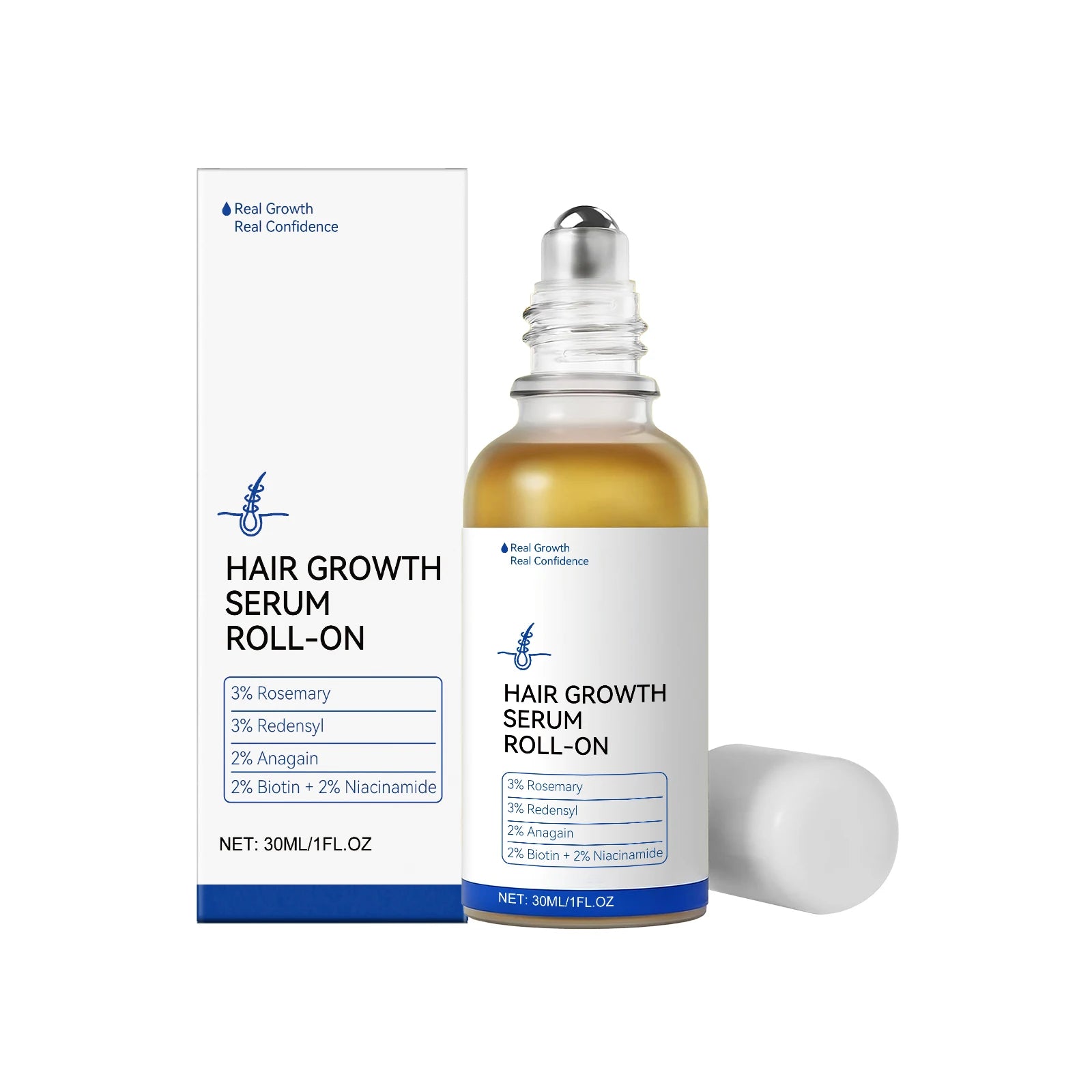Hair Growth Serum Roll-On Redensyl & Rosemary Scalp Care Anti Hair Loss Serum Nourishing Scalp Massage Serum for Men & Women
