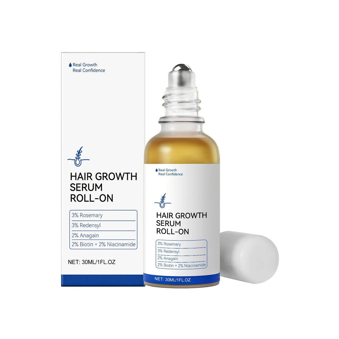 Hair Growth Serum Roll-On Redensyl & Rosemary Scalp Care Anti Hair Loss Serum Nourishing Scalp Massage Serum for Men & Women