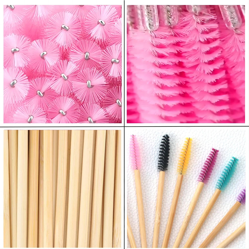 50/100/300pcs Eyebrow Eyelash Brushes Wooden Eyelash Spoolies Mascara Wands Lip Applicator for Eyelash Extension Makeup Tool