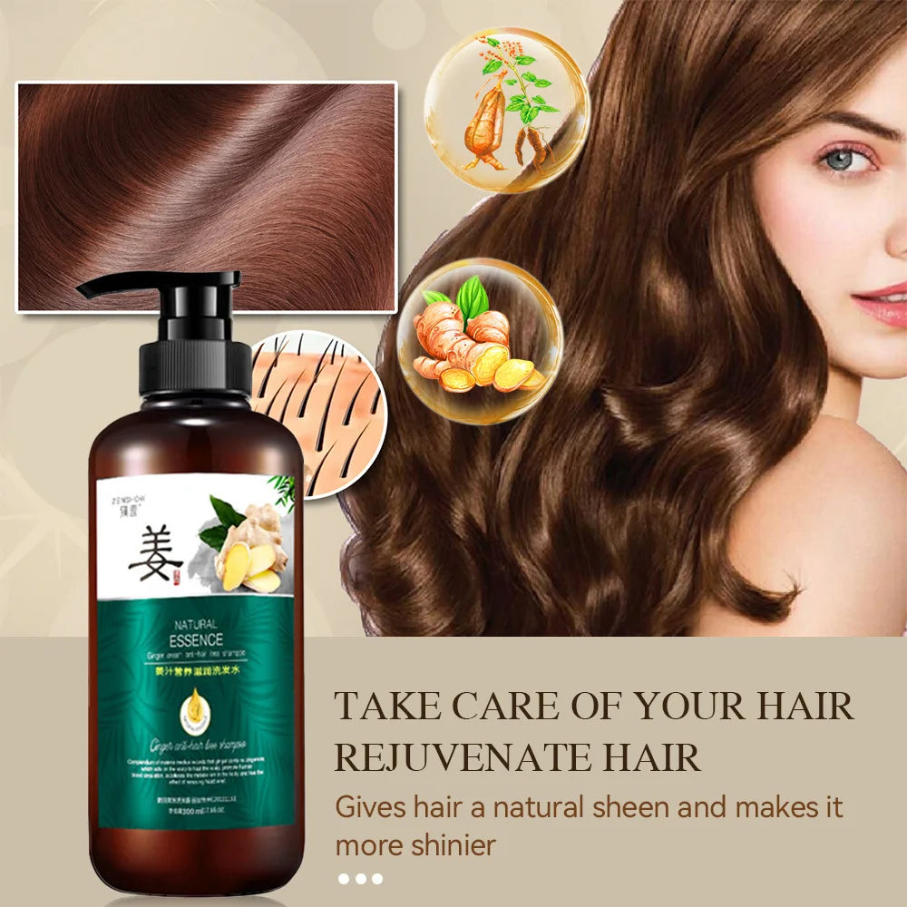 Ginger Hair Growth Essential Oil Shampoo Natural Anti Hair Loss Hair Care Prevent Hair Dry Frizzy Damaged Repair Care Hair Oil