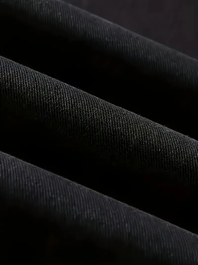 [Classic Black Denim Jeans] Classic Black Denim Jeans - Cotton Blend, Versatile All-Season Wear, Non-Stretch Fabric, Regular Fit