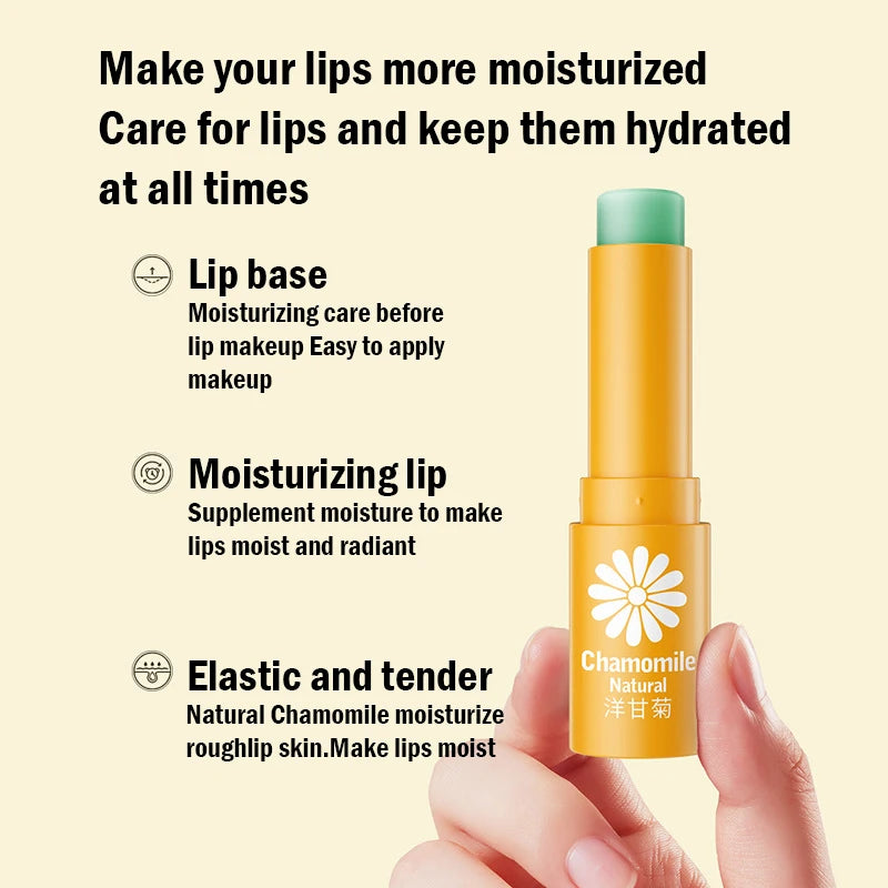 3pcs BIOAQUA Chamomile Lip Balm Moisturizing Anti Wrinkle Cracking Nourishing Hydrating Lipstick Care