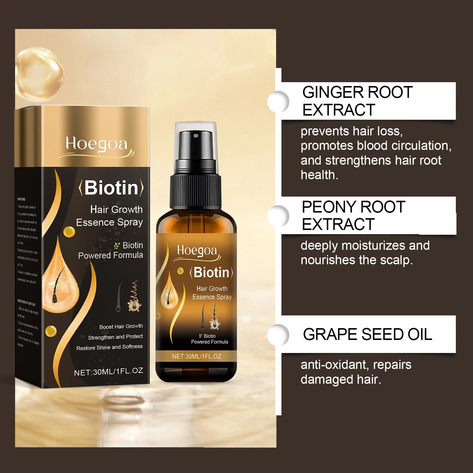 Ginger Oil For Hair Growth Serum Repair Damaged Hair Improve Hair Thinning Frizziness Reduce Split End Hair Loss Treatment Spray