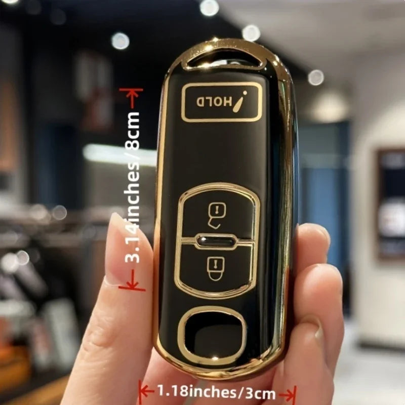 Car Key Cover, 3 Buttons Remote Fob Case Sleeve For Mazda 2 3 5 6 CX-3 CX-5 CX-7 CX-9 2013 2015 2016 2017 2018 2019