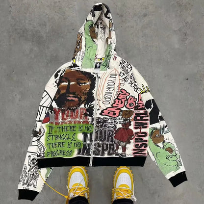 2025 new retro letter printing Y2K street grey sweatshirt hoodie men and women fashion classic hip hop loose personality top