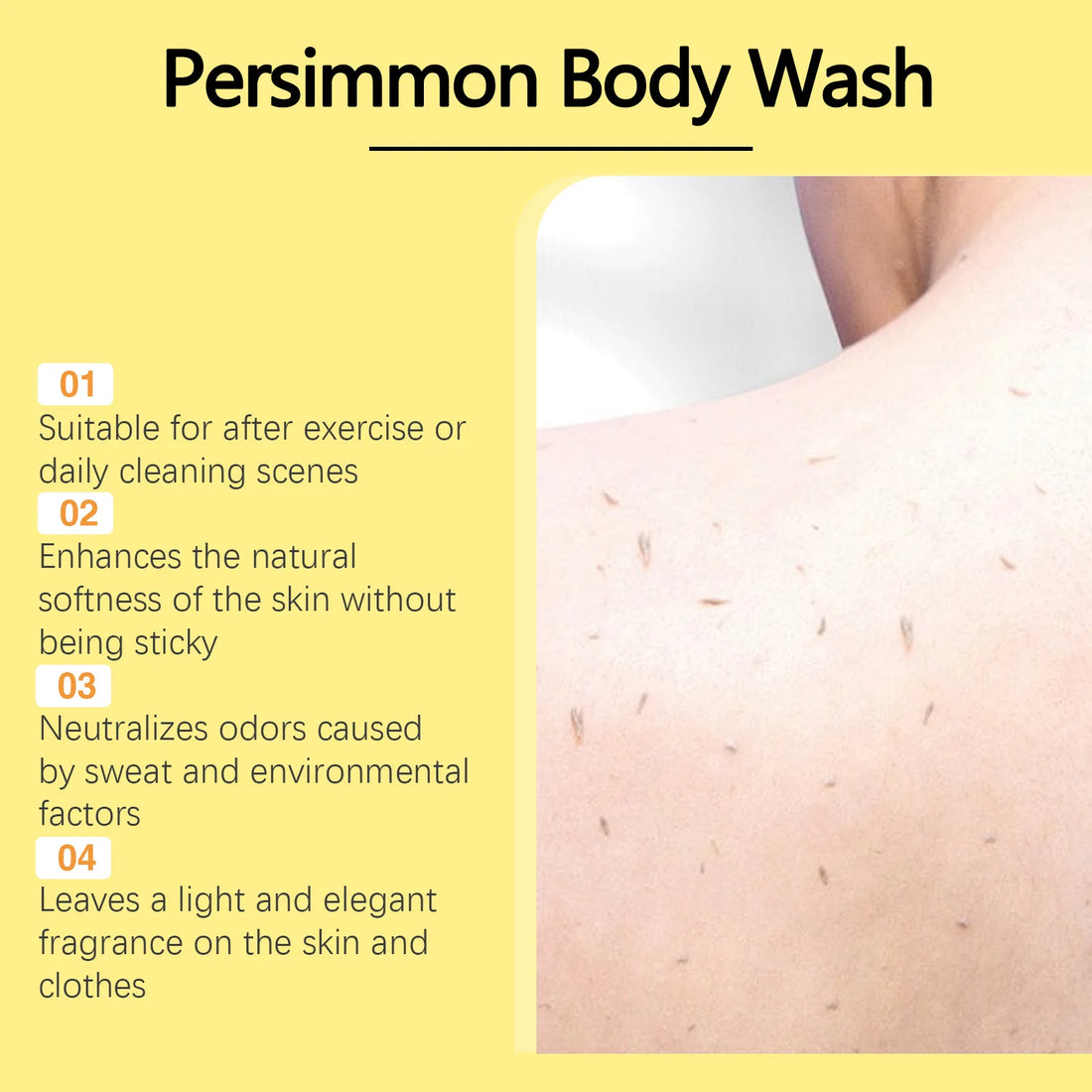 Persimmon Body Wash Gel Gentle Cleansing Moisturizing Skin Exfoliating Shower Gel Smooth Soft Body Odor Remover Bath Products