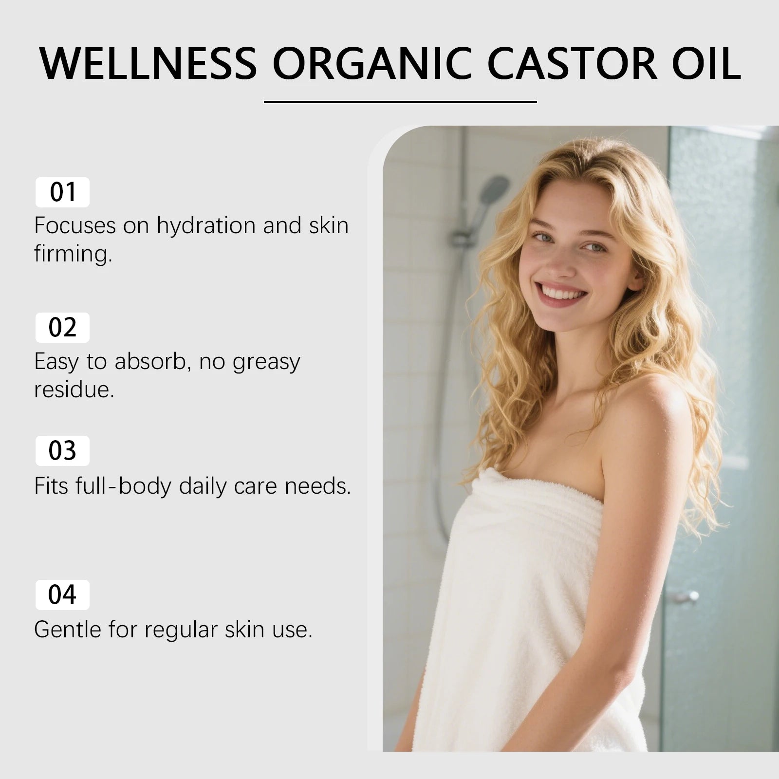Organic Castor Oil Cold Pressed Hexane Free Ricinoleic Acid Hydrating Body Oil Moisturizing Dry Skin Sensitive Skin Care