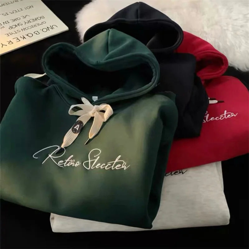 Men Hoodie Letter Printed Long Sleeve Autumn Sweatshirts Goth Fashion Y2K Vintage Hoodies Streetwear Fleece Pullover Hoody