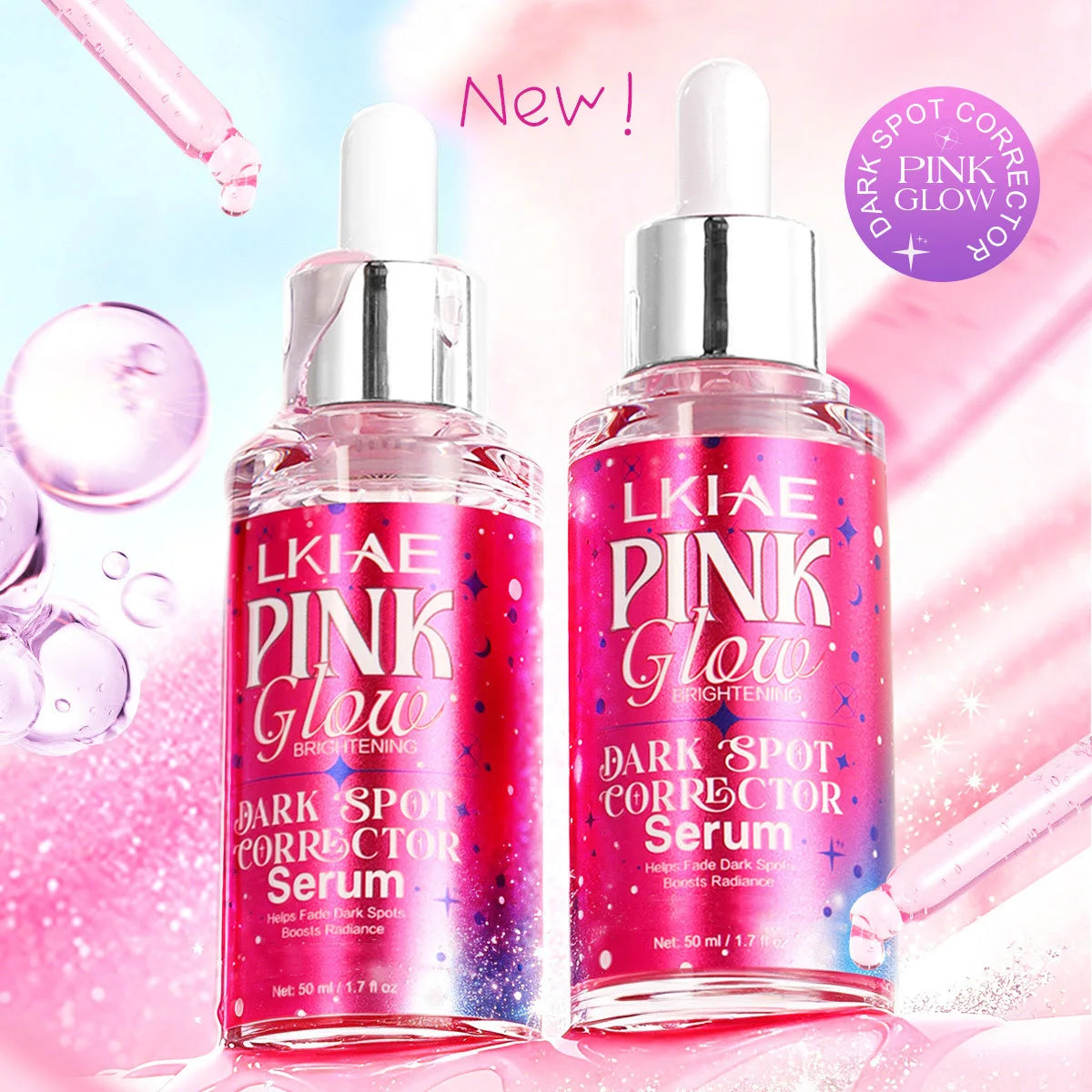 LKIAE Pink Glow Skin Care Set For Women, Anti Black Spots, Brightening, Nourishing, Moisturizing, Improve Rough Skin Beauty Kit