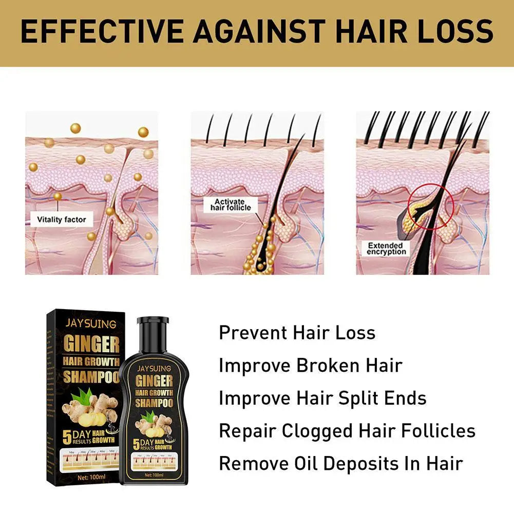 Ginger Regrowth Shampoo Anti Hair Loss Oil Control Dandruff Removal Moisturiz Nourish Scalp Repair Damaged Hair Growth Shampoo
