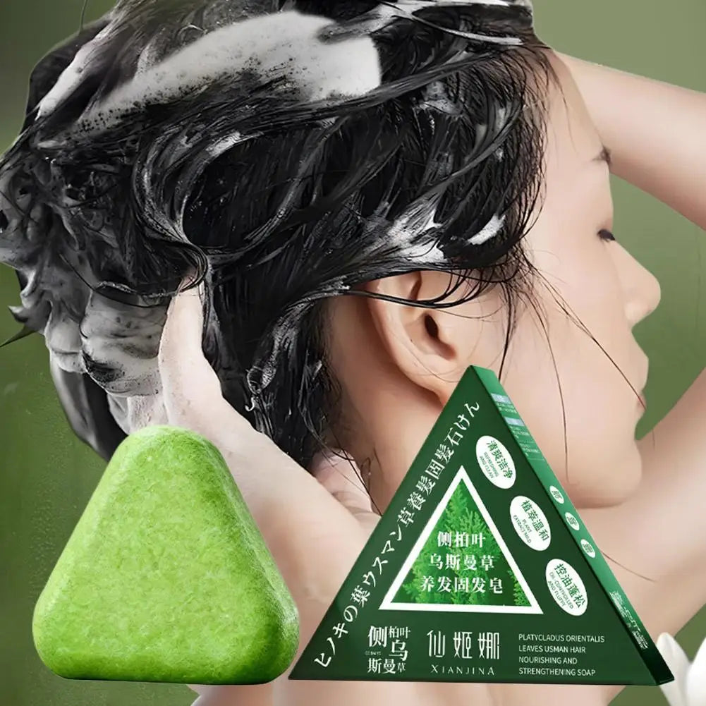 1/3/4Pcs Natural Herbal Shampoo Soap Usman Grass Handmade Soap Hair Nourishing, Oil Control, Strengthen Hair Root Solid Shampoo