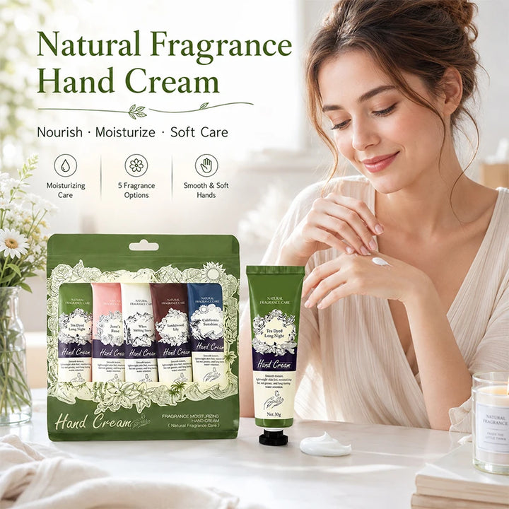 Hand Cream Set Natural Fragrance Daily Care Moisturizing Lotion Smooth Hand Skin Care with Floral Scent For All Skin Dry Hands 30g Each